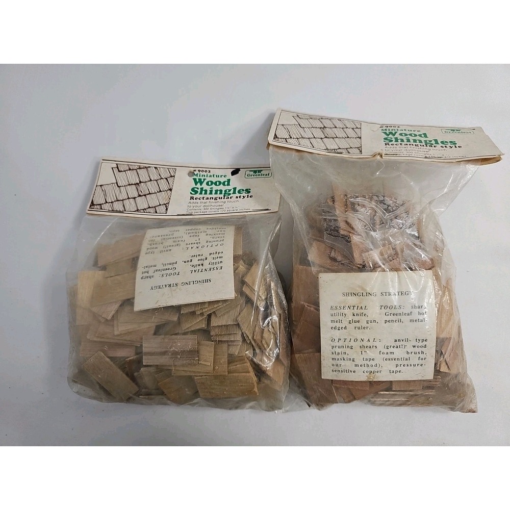 (2) VTG Greenleaf Pro Packs Miniature Wood Shingles Rectangular Style 9002 (NEW)